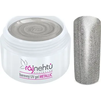 Umělé nehty Ráj nehtů Barevný UV gel METALLIC - Silver 5ml