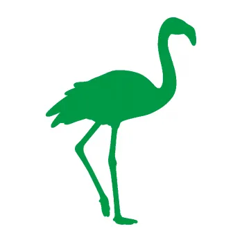 Samolepící dekorace Plameňák 001 pravá (12 - zelená) SAMOLEPKA NA AUTO, NÁLEPKA, FÓLIE, POLEP, TUNING, VLASTNÍ TEXT, TISK, AUTOSAMOLEPKY.cz, POLEPY, OBRÁZEK, LOGO, 3D STICKERS