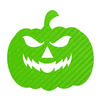 Samolepící dekorace Halloween 018 levá dýně (58 - 3D karbon zelený kawasaki) SAMOLEPKA NA AUTO, NÁLEPKA, FÓLIE, POLEP, TUNING, VLASTNÍ TEXT, TISK, AUTOSAMOLEPKY.cz, POLEPY, OBRÁZEK, LOGO, 3D STICKERS