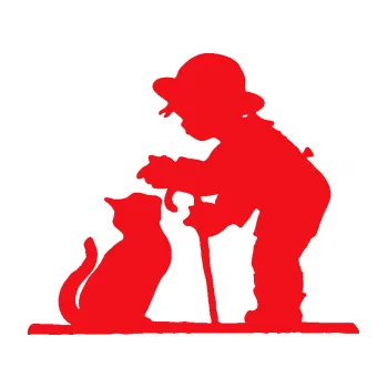 Samolepící dekorace SAMOLEPKA Interiér 002 pravá dítě s kočičkou (10 - červená) NA AUTO, NÁLEPKA, FÓLIE, POLEP, TUNING, VLASTNÍ TEXT, TISK, AUTOSAMOLEPKY.cz, POLEPY, OBRÁZEK, LOGO, SAMOLEPKY