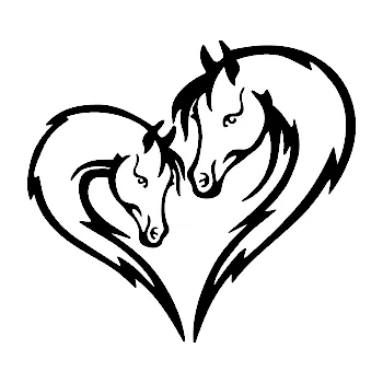Samolepící dekorace SAMOLEPKA Koníci 002 - pravá srdíčko kůň s hříbátkem (01 - černá) NA AUTO, NÁLEPKA, FÓLIE, POLEP, TUNING, VLASTNÍ TEXT, TISK, AUTOSAMOLEPKY.cz, POLEPY, OBRÁZEK, LOGO, SAMOLEPKY