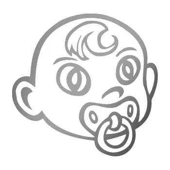 Samolepicí dekorace na vozidlo Dítě v autě 005 pravá miminko s dudlíkem hlavička (42 - stříbrná metalíza) SAMOLEPKA NA AUTO, NÁLEPKA, FÓLIE, POLEP, TUNING, VLASTNÍ TEXT, TISK, AUTOSAMOLEPKY.cz, POLEPY, OBRÁZEK, LOGO, 3D STICKERS