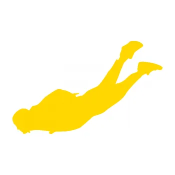 Samolepicí dekorace na vozidlo Parašutista 003 levá skok z letadla (13 - jasně žlutá) SAMOLEPKA NA AUTO, NÁLEPKA, FÓLIE, POLEP, TUNING, VLASTNÍ TEXT, TISK, AUTOSAMOLEPKY.cz, POLEPY, OBRÁZEK, LOGO, 3D STICKERS