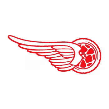 Samolepící dekorace SAMOLEPKA Kolo s křídlem pravá (10 - červená) NA AUTO, NÁLEPKA, FÓLIE, POLEP, TUNING, VLASTNÍ TEXT, TISK, AUTOSAMOLEPKY.cz, POLEPY, OBRÁZEK, LOGO, SAMOLEPKY