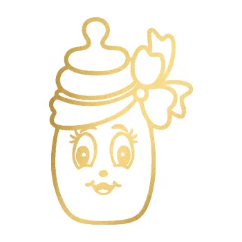 Autodoplněk Samolepka na auto Dítě v autě 062 pravá kojenecká lahvička (43 - zlatá metalíza) NÁLEPKA, FÓLIE, POLEPY, TUNING, VLASTNÍ TEXT, TISK, AUTOSAMOLEPKY.cz, SAMOLEPKY, OBRÁZEK, LOGO, VÝROBA, PRODEJ