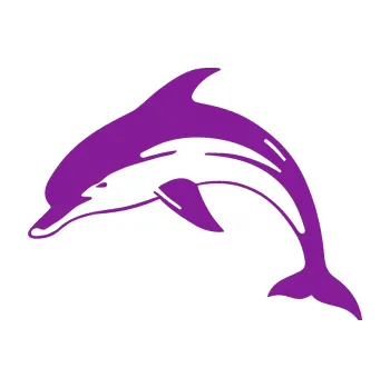 Samolepící dekorace Delfín 002 levá (14 - fialová) SAMOLEPKA NA AUTO, NÁLEPKA, FÓLIE, POLEP, TUNING, VLASTNÍ TEXT, TISK, AUTOSAMOLEPKY.cz, POLEPY, OBRÁZEK, LOGO, 3D STICKERS