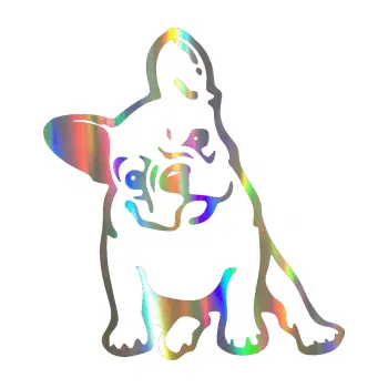 Polep vozidla SAMOLEPKA Pes 061 levá Francouzský buldoček (93 - Holografická) NA AUTO, NÁLEPKA, FÓLIE, POLEP, TUNING, VLASTNÍ TEXT, TISK, AUTOSAMOLEPKY.cz, POLEPY, OBRÁZEK, LOGO, SAMOLEPKY