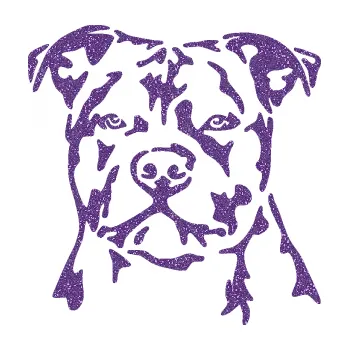 Polep vozidla Pes 143 levá Stafordširský bulteriér (87 - Ultra Metalic fialová) SAMOLEPKA NA AUTO, NÁLEPKA, FÓLIE, POLEP, TUNING, VLASTNÍ TEXT, TISK, AUTOSAMOLEPKY.cz, POLEPY, OBRÁZEK, LOGO, 3D STICKERS