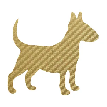 Polep vozidla SAMOLEPKA Pes 110 pravá Bulteriér (59 - 3D karbon zlatý) NA AUTO, NÁLEPKA, FÓLIE, POLEP, TUNING, VLASTNÍ TEXT, TISK, AUTOSAMOLEPKY.cz, POLEPY, OBRÁZEK, LOGO, SAMOLEPKY