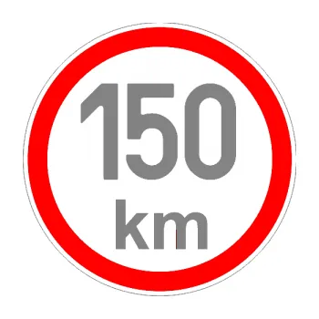 samolepka Maximální rychlost 150km - nejvyšší konstrukční rychlost (17 - šedá) SAMOLEPKA NA AUTO, NÁLEPKA, FÓLIE, POLEP, TUNING, VLASTNÍ TEXT, TISK, AUTOSAMOLEPKY.cz, POLEPY, OBRÁZEK, LOGO, 3D STICKERS