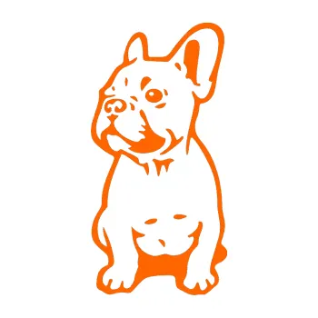 samolepka Pes 070 levá Francouzský buldoček (73 - Fluorescentní oranžová) SAMOLEPKA NA AUTO, NÁLEPKA, FÓLIE, POLEP, TUNING, VLASTNÍ TEXT, TISK, AUTOSAMOLEPKY.cz, POLEPY, OBRÁZEK, LOGO, 3D STICKERS