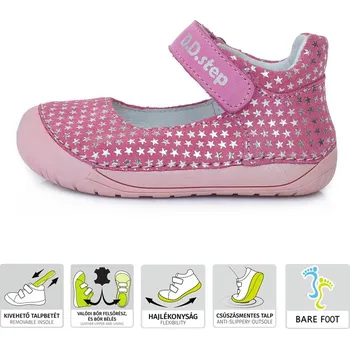 Dívčí polobotky Balerínky DDstep barefoot 070-980A Dark Pink dívčí Velikost: 24