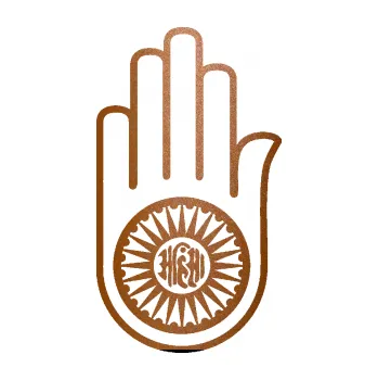 samolepka Náboženský symbol Džinismus Ahimsa (44 - měděná metalíza) SAMOLEPKA NA AUTO, NÁLEPKA, FÓLIE, POLEP, TUNING, VLASTNÍ TEXT, TISK, AUTOSAMOLEPKY.cz, POLEPY, OBRÁZEK, LOGO, 3D STICKERS