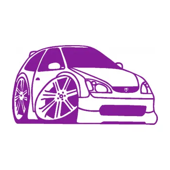 Polep vozidla SAMOLEPKA Honda Civic karikatura pravá (14 - fialová) NA AUTO, NÁLEPKA, FÓLIE, POLEP, TUNING, VLASTNÍ TEXT, TISK, AUTOSAMOLEPKY.cz, POLEPY, OBRÁZEK, LOGO, SAMOLEPKY