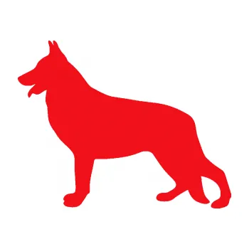 Polep vozidla SAMOLEPKA Pes 154 levá německý ovčák (10 - červená) NA AUTO, NÁLEPKA, FÓLIE, POLEP, TUNING, VLASTNÍ TEXT, TISK, AUTOSAMOLEPKY.cz, POLEPY, OBRÁZEK, LOGO, SAMOLEPKY