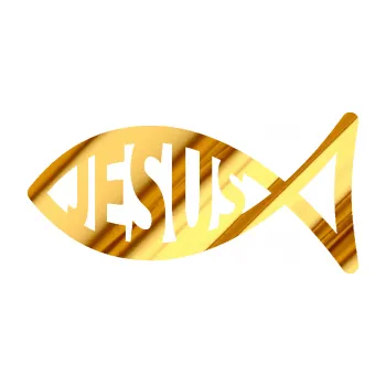samolepka Jesus rybička 003 křesťanský symbol (81 - chrom fólie zlatá zrcadlová) SAMOLEPKA NA AUTO, NÁLEPKA, FÓLIE, POLEP, TUNING, VLASTNÍ TEXT, TISK, AUTOSAMOLEPKY.cz, POLEPY, OBRÁZEK, LOGO, 3D STICKERS