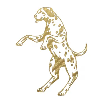 Polep vozidla SAMOLEPKA Pes 003 levá Dalmatin (59 - 3D karbon zlatý) NA AUTO, NÁLEPKA, FÓLIE, POLEP, TUNING, VLASTNÍ TEXT, TISK, AUTOSAMOLEPKY.cz, POLEPY, OBRÁZEK, LOGO, SAMOLEPKY