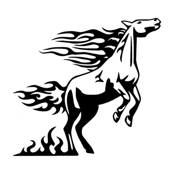 Samolepicí dekorace na vozidlo Animal flames 001 pravá kůň (01 - černá) SAMOLEPKA NA AUTO, NÁLEPKA, FÓLIE, POLEP, TUNING, VLASTNÍ TEXT, TISK, AUTOSAMOLEPKY.cz, POLEPY, OBRÁZEK, LOGO, 3D STICKERS