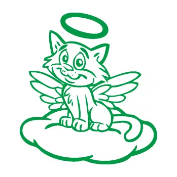 Samolepící dekorace Kočka 020 levá andílek na obláčku (12 - zelená) SAMOLEPKA NA AUTO, NÁLEPKA, FÓLIE, POLEP, TUNING, VLASTNÍ TEXT, TISK, AUTOSAMOLEPKY.cz, POLEPY, OBRÁZEK, LOGO, 3D STICKERS