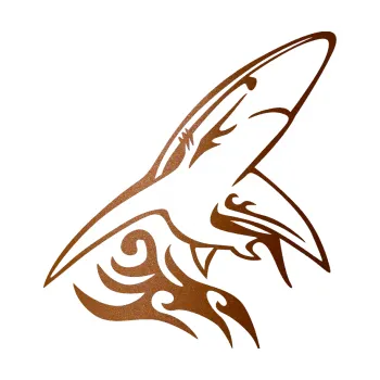 Samolepicí dekorace na vozidlo Animal flames 033 pravá žralok (44 - měděná metalíza) SAMOLEPKA NA AUTO, NÁLEPKA, FÓLIE, POLEP, TUNING, VLASTNÍ TEXT, TISK, AUTOSAMOLEPKY.cz, POLEPY, OBRÁZEK, LOGO, 3D STICKERS