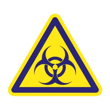 samolepka Biohazard barevný trojúhelník (22 - střední modrá) SAMOLEPKA NA AUTO, NÁLEPKA, FÓLIE, POLEP, TUNING, VLASTNÍ TEXT, TISK, AUTOSAMOLEPKY.cz, POLEPY, OBRÁZEK, LOGO, 3D STICKERS