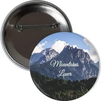 Odznáček s potiskem placka Mountains Lover