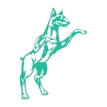 samolepka Pes 028 pravá (25 - tyrkysová) SAMOLEPKA NA AUTO, NÁLEPKA, FÓLIE, POLEP, TUNING, VLASTNÍ TEXT, TISK, AUTOSAMOLEPKY.cz, POLEPY, OBRÁZEK, LOGO, 3D STICKERS