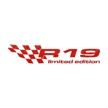 Polep vozidla SAMOLEPKA R19 limited edition levá (53 - 3D karbon červený) NA AUTO, NÁLEPKA, FÓLIE, POLEP, TUNING, VLASTNÍ TEXT, TISK, AUTOSAMOLEPKY.cz, POLEPY, OBRÁZEK, LOGO, SAMOLEPKY