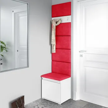 Předsíňová stěna Eka Předsíňová stěna s čalouněnými panely Trinity 7 - Bílá / Červená 2309