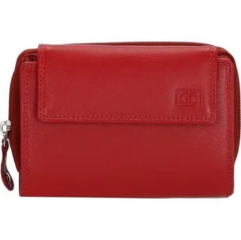 Double-D Kožená dámská malá peněženka červená