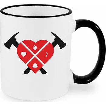 Hrnek - Hasiči - srdce a sekery Barva: Černá