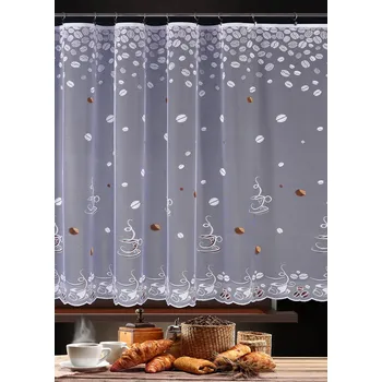 JIMI Textil žakarová záclona bílá barevný motiv výška 110 cm metráž 1