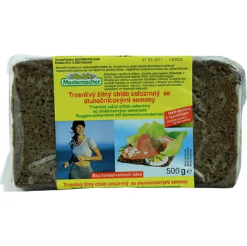 Trvanlivě pečivo Mestemacher Trvanlivý žitný chléb celozrnný se slunečnicovými semeny 500 g