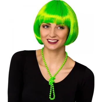 Karnevalový kostým Dámská paruka - Mikádo, neonově zelené