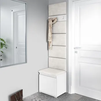 Předsíňová stěna Eka Předsíňová stěna s čalouněnými panely Trinity 7 - Bílá / Krémová bílá 2301