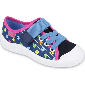 Dívčí tenisky Tenisky plátěnky kecky Befado Tim 251Y162 modrorůžové se smajlíky velikost: 32