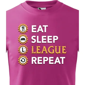 Chlapecké tričko Dětské tričko - Eat sleep league repeat, Barva Purpurová, Velikost 158 cm/12 roků, Canvas Dětské tričko Bezvatriko.cz 1