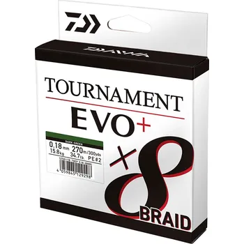 Daiwa Tournament EVO+ 8-Braid 8 braid tournament: 0,18mm 15,8kg Získejte slevu -5% za registraci v e-shopu