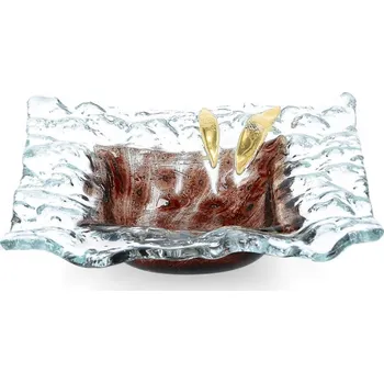 Skleněná miska TERRA hnědá s krajkou - čtverec