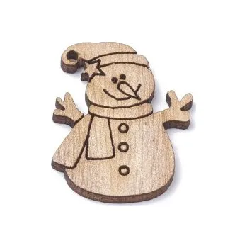Dětské navlékací korálky Dřevěný výřez sněhuláček 30x20mm