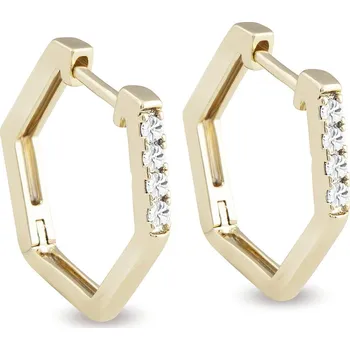 Náušnice biju Náušnice pozlacené 14K, kruh-šestihran se zirkony 1001910
