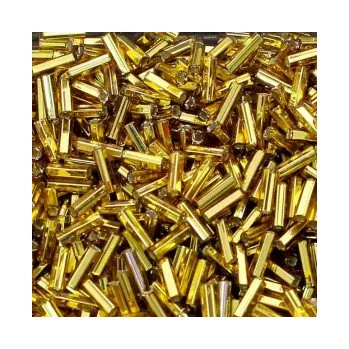 Dětské navlékací korálky Rokajl Preciosa 1. jakost - zlaté kroucené tyčinky 10mm č. 076