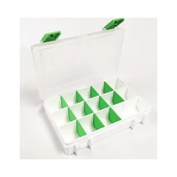 Korálek Box na korálky / komponenty bílý se zelenými přihrádkami