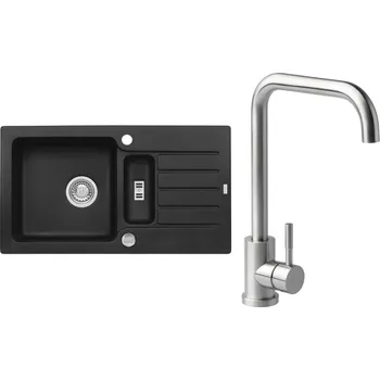 Set Alveus (dřez Niagara 70 Black 91 + baterie Angle Kartáčovaná ocel) SETA20113