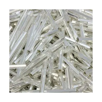 Dětské navlékací korálky Preciosa tyčinky stříbrné rovné 35 mm