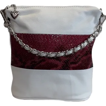 Kabelka Facebag kožená crossbody bílá hadí fialová 6061