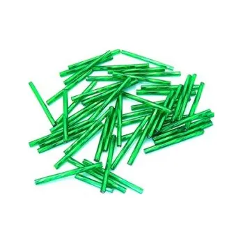 Dětské navlékací korálky Preciosa tyčinky zelené kroucené 30 mm