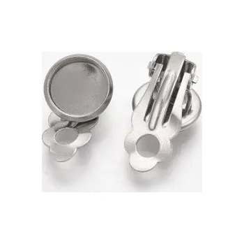 Materiál na výrobu šperku Klipsy s lůžkem 12mm (10mm vnitřní průměr) chirurgická ocel (2ks)