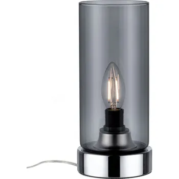 Lampička Paulmann 77056 Pinja, stolní dotyková lampa, 1x40W, chrom, kouřové stínítko, 24cm