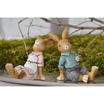 Velikonoční dekorace Dekorativní zajíc Nick sedící, 7 cm (118337 015 WIP0088-19 zajíc,zaječice mix)